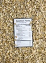 Nutrition facts of whole grain raw oats