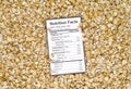 Nutrition facts of whole grain raw oats