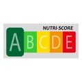 Nutrition A label facts health score. Food info nutriscore label facts packaging sign. Vector illustration.