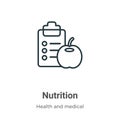 Nutrition outline vector icon. Thin line black nutrition icon, flat vector simple element illustration from editable health Royalty Free Stock Photo