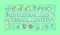 Nutrition and physical activity word concepts green banner Royalty Free Stock Photo