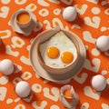 egg breakfast healthy uncooked texture white pattern easter yellow food background. Generative AI.