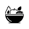 Black solid icon for Nutritional, apple and healthy