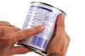 Nutritional information of a tin can