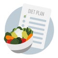 Nutritionist concept. Vegetables and fruits plate and Diet plan. Nutrition therapy with healthy food.