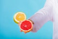 Nutritionist holding some fruits in her hand Royalty Free Stock Photo