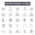 Nutritionist line icons, signs, vector set, linear concept, outline illustration