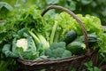 Nutritious Basket green vegetables. Generate Ai Royalty Free Stock Photo