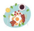 Nutritious breakfast 2D vector isolated illustration Royalty Free Stock Photo