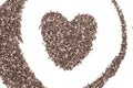 Nutritious chia seeds on heart shape