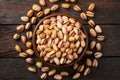 Nutritious and crunchy pistachios displayed beautifully on kitchen table