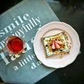 Nutritious and delicious breakfast, with toast strawberry wine and toast Royalty Free Stock Photo