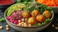 Nutritious Falafel Bowl with Chickpeas and Greens