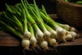 Nutritious Fresh green onions. Generate Ai