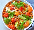 Nutritious Vegetarian chickpea salad with feta cheese Royalty Free Stock Photo