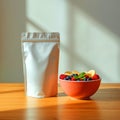 Nutritious Fruit Bowl Packaging Mockup Healthy Snack Royalty Free Stock Photo