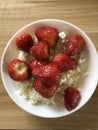 Healthy breakfast cottage cheese with strawberries Royalty Free Stock Photo