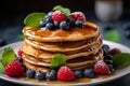 Nutritious Healthy breakfast pancake plate. Generate Ai Royalty Free Stock Photo