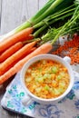 Nutritious lentil, carrot and leek soup Royalty Free Stock Photo