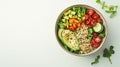 Nutritious Quinoa Bowl with Fresh Vegetables and Avocado on Neutral Background for Copy Space - 3D Render Royalty Free Stock Photo