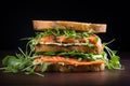 Nutritious Salmon sandwich rucola. Generate Ai