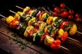 Nutritious Skewers vegetables grill food. Generate Ai