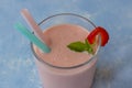 Nutritious strawberry smoothie. Fresh Organic Vegetarian berry drink Royalty Free Stock Photo