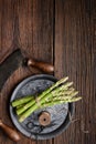 Nutritious vegetable high in antioxidants, a bunch of fresh green asparagus with copy space