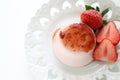 Panna cotta strawberry with copy space Royalty Free Stock Photo