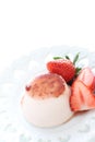 Panna cotta strawberry with copy space Royalty Free Stock Photo
