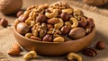 On the nuts adding texture. The overall composition highlights the natural Royalty Free Stock Photo
