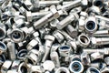 Nuts bolts background closeup Royalty Free Stock Photo