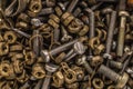 Nuts and bolts closeup background texture Royalty Free Stock Photo