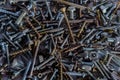 Nuts, bolts, fasteners, screws and other harware for background Royalty Free Stock Photo