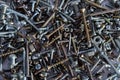 Nuts, bolts, fasteners, screws and other harware for background Royalty Free Stock Photo