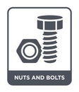 nuts and bolts icon in trendy design style. nuts and bolts icon isolated on white background. nuts and bolts vector icon simple Royalty Free Stock Photo