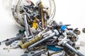 Nuts and bolts in a jar Royalty Free Stock Photo