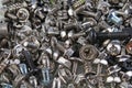 Nuts and bolts. tweak bolts,twist texture pattern as background. Alloy silver abstract art artsy background