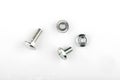 nuts with a press washer on a white background. M6 screws Royalty Free Stock Photo
