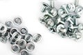 nuts with a press washer on a white background. M6 screws Royalty Free Stock Photo