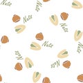 Nuts collection tileable texture vector. Suits for fabric and package print Royalty Free Stock Photo