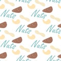 Nuts collection tileable texture vector. Suits for fabric and package print Royalty Free Stock Photo