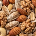 And nuts are densely packed highlighting their natural patterns and Royalty Free Stock Photo
