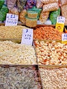 Nuts and dried fruit at an Jerusalem market Israel