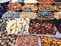 Nuts, dried fruits and local sweets on market