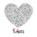 Nuts icon as heart