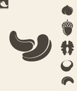 Nuts. Icon set. Hazelnut. Cashews. Walnut