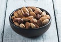 Nuts mix dried fruits in bowl, different kind of nut Royalty Free Stock Photo