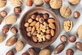 Nuts Mixed in a wooden plate Royalty Free Stock Photo