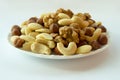 Nuts mixture hazelnuts almonds walnuts cashew Royalty Free Stock Photo